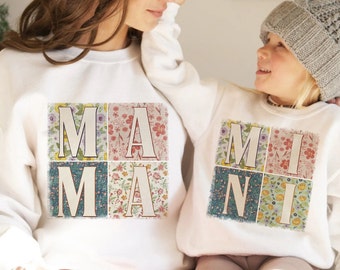 Mama and Mini Retro Boho Matching, Mama, Mini,  Mama and mini boho, Mother's day gift, Mom life, Mommy and Mini Matching Sweatshirts