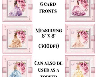 Printable Card Fronts, Card Toppers, Graceful with Flowers, Card-Making, Digital Downloads