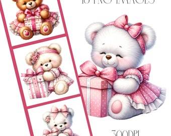 Geburtstag Clipart, Teddy Bär Clipart, digitale Downloads, 18PNG, Clipart-Bilder, Teddys, Aquarell, Cute Clipart, Teddy Bär Bilder