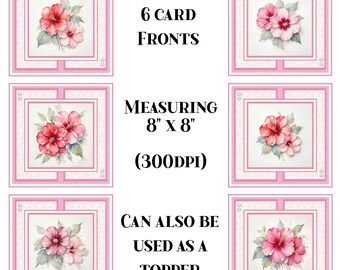 Printable Card Fronts, Card Toppers, Hibiscus Blooms, Card-Making, Digital Downloads