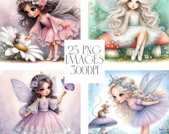 Watercolor Fairy Clipart, Fantasy PNG Images (Digital Download)
