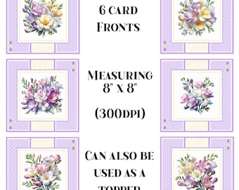 Printable Card Fronts, Card Toppers, A Medley of Freesia, Card-Making, Digital Downloads