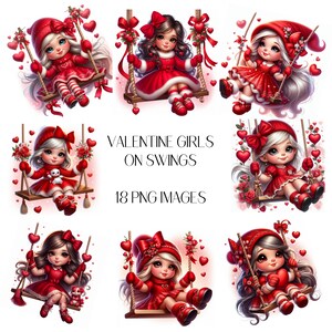 Valentine Clipart, Love Clipart, Digital Downloads, 18PNG, Clipart Images, Girls, Watercolour,  Cute Clipart, Birthday, Valentine Images