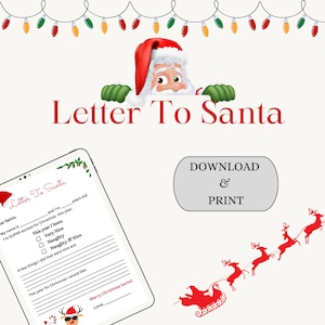 Letter To Santa / Printable Letter To Santa / Printable Christmas letter / Christmas Printable / Kids Letter To Santa
