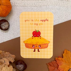 Carte postale tarte aux pommes | You're the apple to my pie | Cartes postales mignonnes | Cartes kawaii | Tarte aux pommes | Pâtisserie