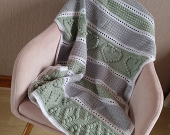 Cosy Hearts Crochet Blanket Pattern: Textured Design (PDF Pattern)