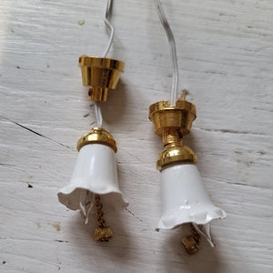 Assortment of Dolls House Lighting including Pendants, Chandeliers and Wall Lights Tulip Pendant Pair