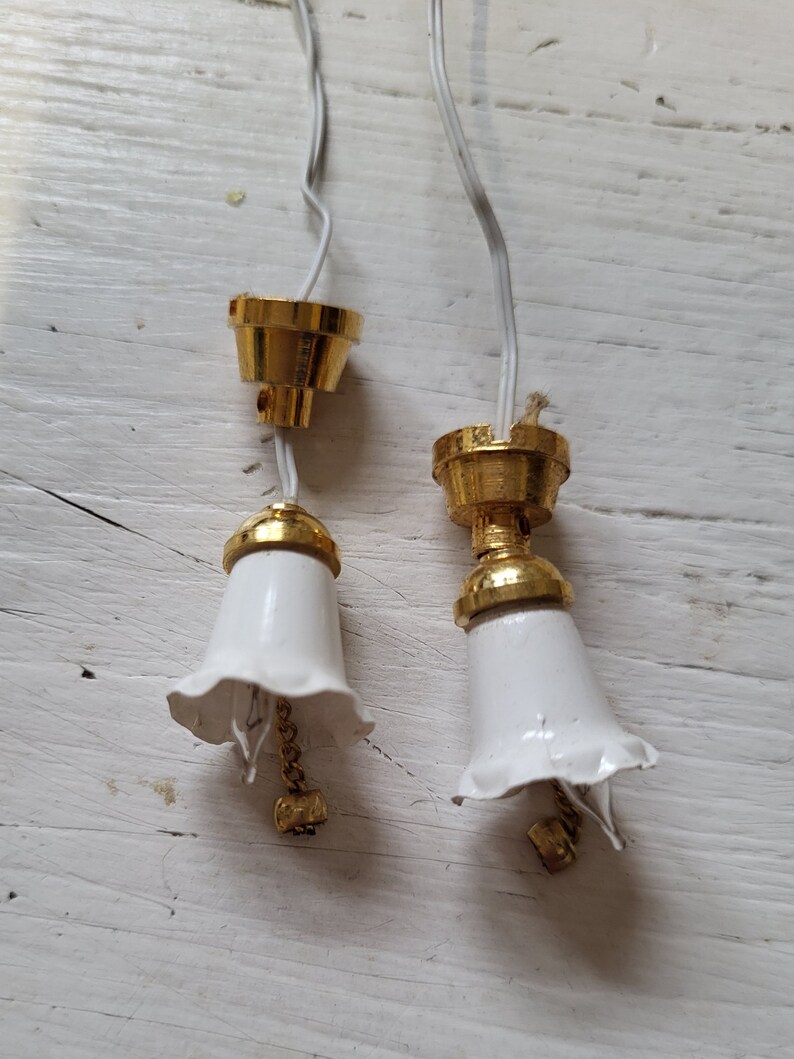 Assortment of Dolls House Lighting including Pendants, Chandeliers and Wall Lights Tulip Pendant Pair