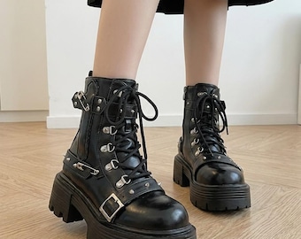Y2K Platform Mary Janes Chunky Block Heel 90s Goth Alt E-girl