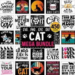 猫の SVG バンドル、猫の SVG PNG、猫好きの SVG、猫のお母さんの SVG、猫の名言の SVG、猫の格言の PNG、ペットの SVG バンドル、猫のビンテージの夕日、猫のシルエット
