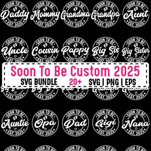 Paquete de anuncio de embarazo 2025: papá y mamá SVG + camisetas promocionadas para papá y mamá