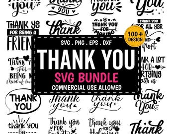 Thank You SVG Bundle: Quotes, Cards, Stickers (Digital Download)