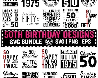 50th Birthday SVG Bundle: Vintage 1975 Designs (Digital Download) *Updated 2026*