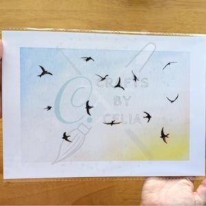 Mauersegler Kunstdruck, Aquarell, erhältlich in A5 und A4