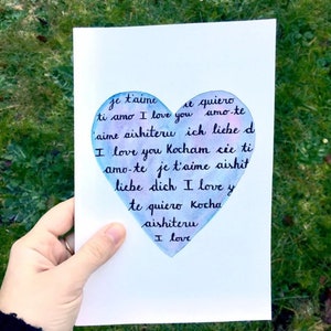 Ti amo in diverse lingue - Biglietto di San Valentino originale