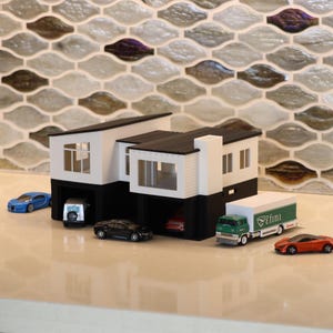 Modern Desert Duplex Diorama for 164 Scale Cars / Contemporary Arizona-Style Car Garage Display for Mini GT and Diecast Dioramas
