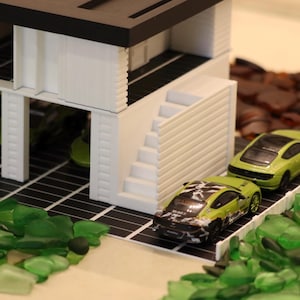 1:64 Scale Modern Mansion Diorama House for Toy cars, Mini GT | 3D Printed Car Garage Display | 164 Display, Gift for Car Lovers and Diorama