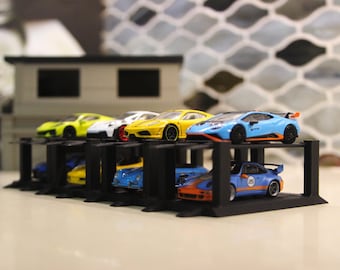 Diorama de elevador de coches a escala 1:64 / Accesorios de exhibición para coches de juguete, paquete de 4