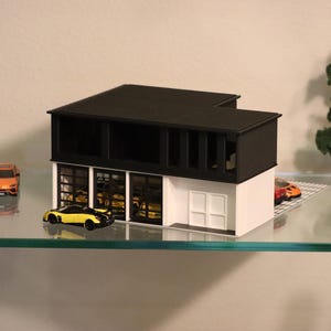 Modern Luxury Showroom House Diorama for 164 Scale Cars / 3D Printed Black and White Display Garage for 164 scale cars and diorama models