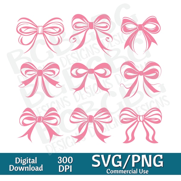 Coquette Bows, Pink Bow, Bow Collage, Soft Girl, coquette room decor, coquette, Pastel Pink, girly clipart, coquette clothing,