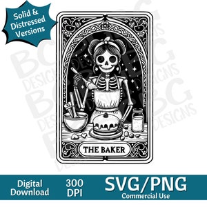 De Baker Tarot Card SVG PNG, kookliefhebber, drinken, huisdieren, sublimatieontwerp, skelet, sarcastisch, Tarot Card Svg, lasergravure