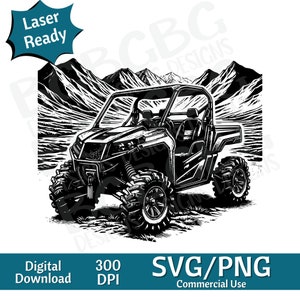 Side by Side in Mountains SVG PNG, UTV, Quad, vector graphic, laser engraver, Clip art, laser ready, cutting boards,  Personalized Gifts