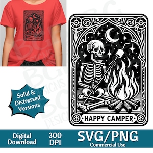 Happy Camper Tarot Card SVG PNG, grappig, spiritueel, sublimatie ontwerp, hemels, sarcastisch, download, Tarot Card Svg, lasergravure