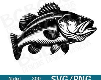 Largemouth Bass SVG, Jumping Bass SVG, Black Bass SVG, svg, png, vector graphic, laser engraver, cnc, Clip art,