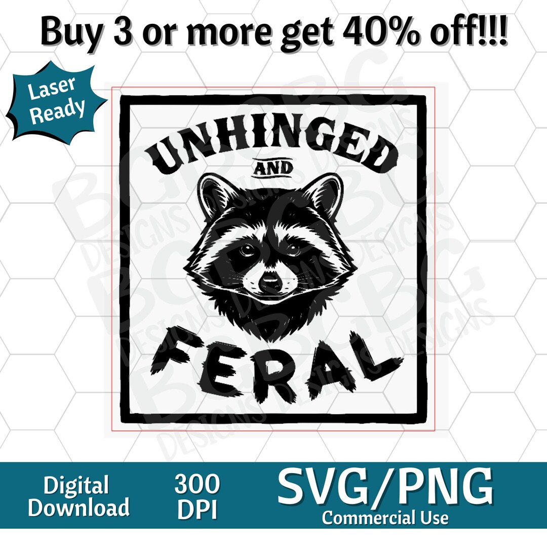 Rascal Svg Raccoon SVG PNG Digital File Unhinged and Feral Cute Trendy Laser Cut ...