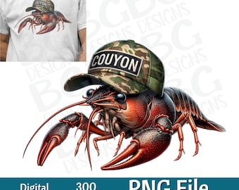 Couyon Crawfish PNG, Crawfish Sublimation, Bayou Clipart, looking like a snack, Louisiana png,, PNG, Mud Bugs PNG, Crawdads, Camo Hat