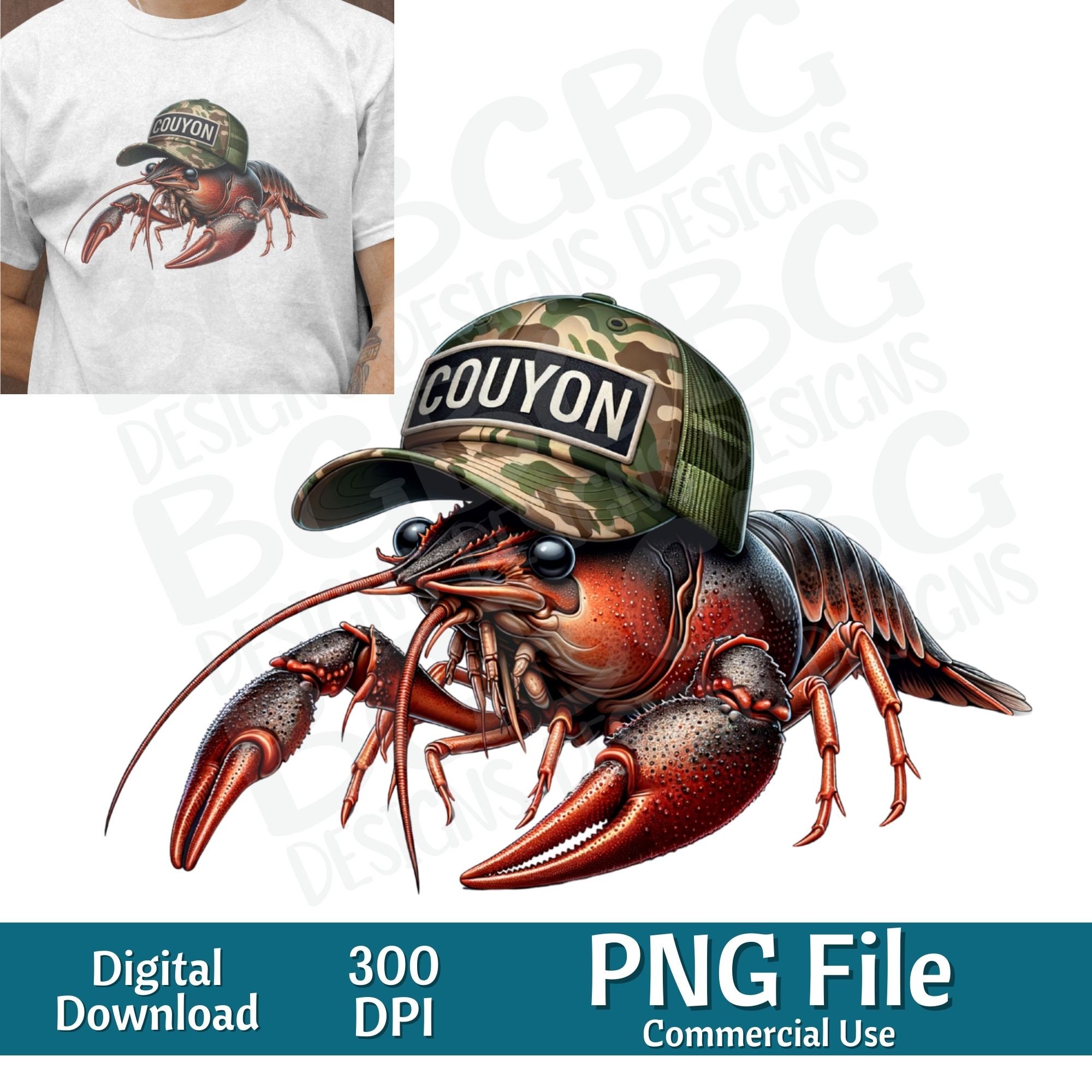 Couyon Crawfish PNG, Crawfish Sublimation, Bayou Clipart, Looking Like ...