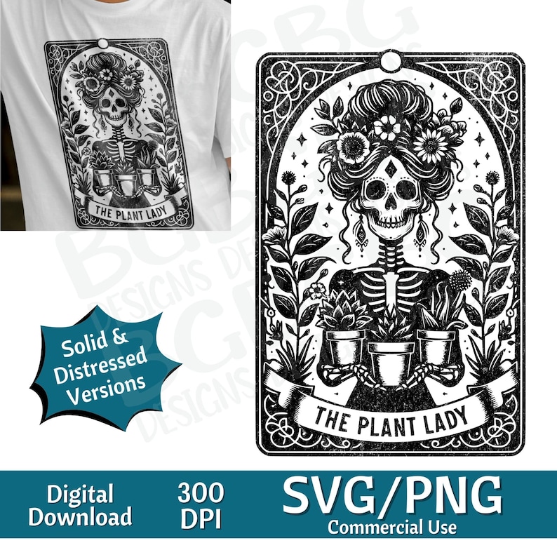The Plant Lady Tarot Card SVG PNG , Funny, Spiritual, Sublimation Design, Celestial, Sarcastic, Download, Tarot Card Svg, Laser engraving image 1