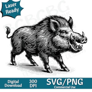 Jabalí SVG, Imágenes Prediseñadas de cerdo, Hog svg, Caza svg, Imágenes Prediseñadas de cerdo, Swine svg, gráfico vectorial, grabador láser, cnc, Clip art,