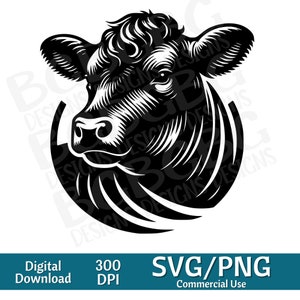 Black Angus SVG, dierlijke clipart, schattige dieren, boerderij, vectorafbeelding, lasergraveur, koebundel, silhouet,