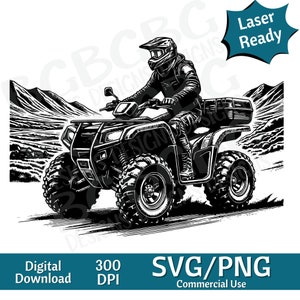 ATV Mountain Trail SVG PNG, Quad, 4 wheeler, vector graphic, laser engraver, cnc, Clip art, laser ready, cutting boards,  Personalized Gifts
