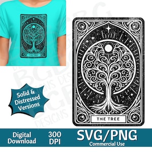 La Carta del Tarot del Árbol SVG PNG , Divertido, Espiritual, Diseño de Sublimación, Celestial, Sarcástico, Descargar, Carta del Tarot Svg, Grabado láser