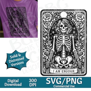 Ich bin genug Tarot Karte SVG PNG, lustig, spirituell, Sublimationsdesign, Himmlisch, sarkastisch, Download, Tarot Karte SVG, Laser Gravur