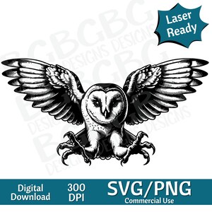 Schleiereule SVG, Vektorgrafik, Lasergravur, cnc, Clip Art, Laser bereit, Schneidebretter, personalisierte Geschenke
