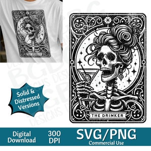 Die Trinker Tarot-Karte SVG PNG, Trink-Liebhaber, betrunkene Mutter, Sublimationsdesign, betrunkene Tante, sarkastische, Tarot-Karten-Svg, Lasergravur
