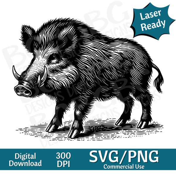 Wild Boar SVG, Pig Clipart, Hog svg, Hunting svg, Hog clipart, Swine svg, vector graphic, laser engraver, cnc, Clip art,