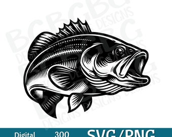 Largemouth Bass SVG, Jumping Bass SVG, Black Bass SVG, svg, png, vector graphic, laser engraver, cnc, Clip art,