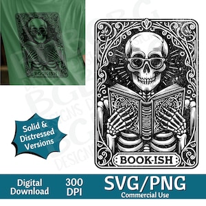Buch-artige Tarot-Karte SVG PNG, Buchliebhaber, lustig, Bibliothekar, Sublimationsdesign, Booktrovert, sarkastisch, Tarot-Karten-Svg, Lasergravur