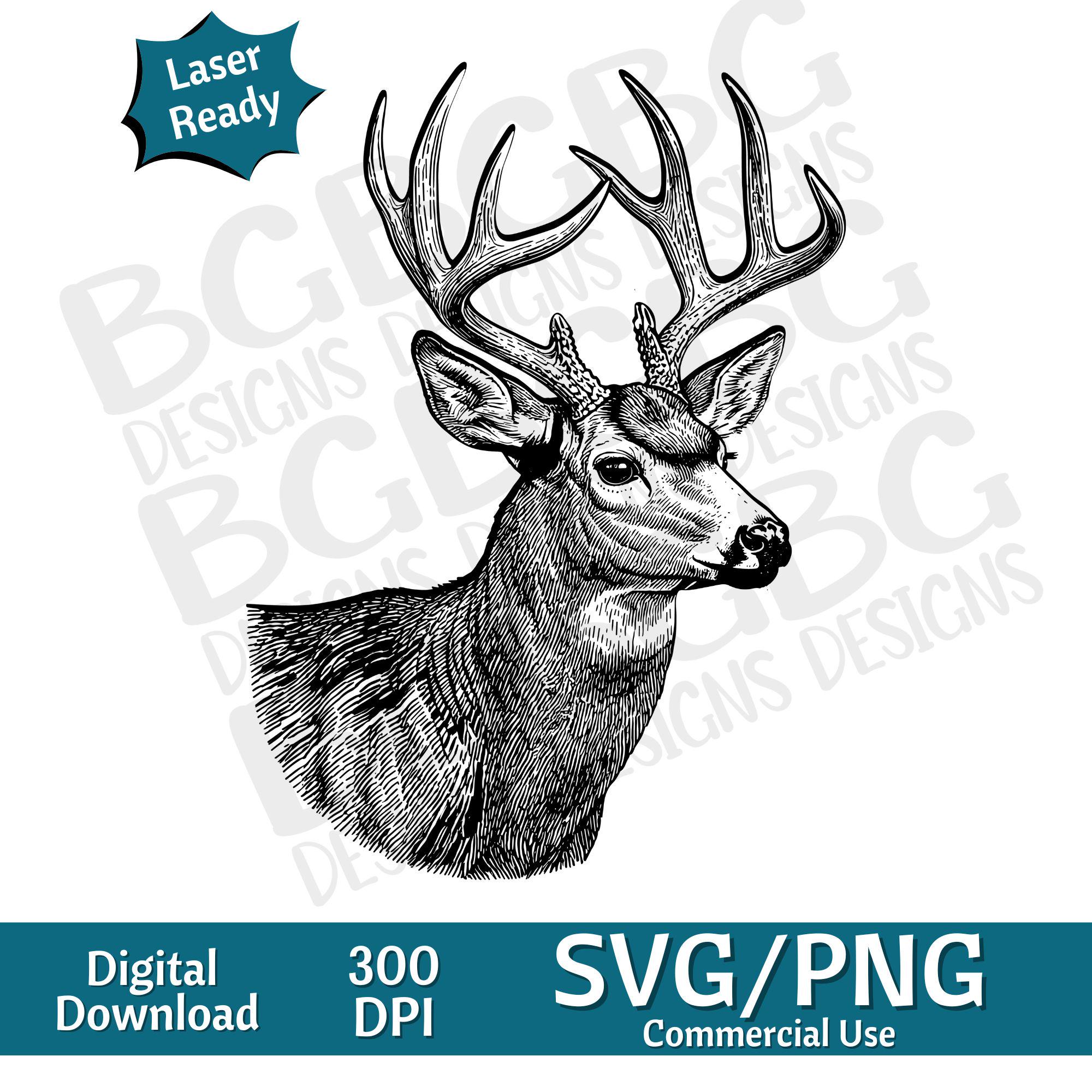 Mule Deer SVG PNG, Vector Graphic, Laser Engraver, Cnc, Clip Art, Laser ...
