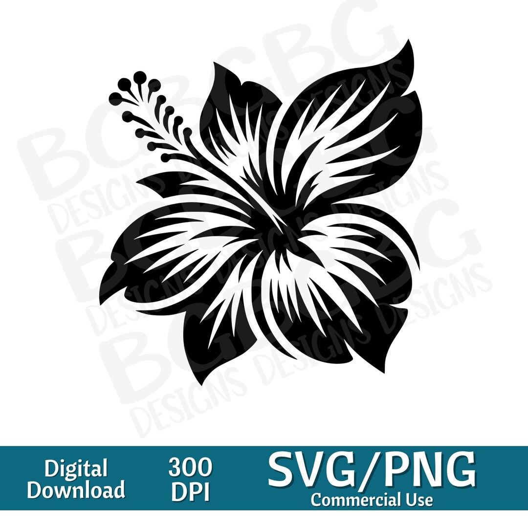 Hibiscus Flower SVG PNG, Cricut, Silhouette, Cameo, Instant Download ...