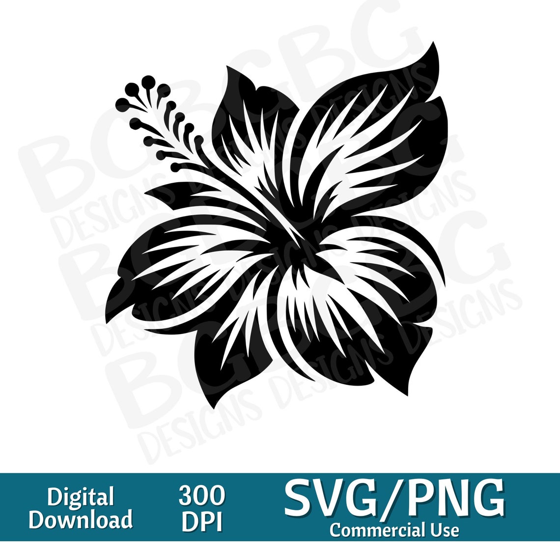 Hibiscus Flower SVG PNG, Cricut, Silhouette, Cameo, Instant Download ...