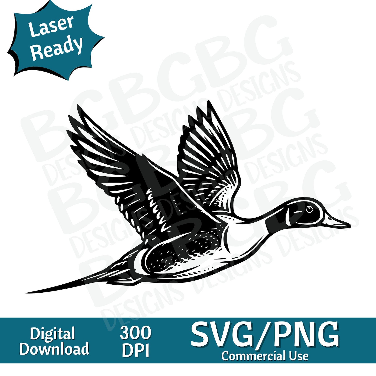 Pintail Duck Flying SVG PNG, Vector Graphic Design Cut Print Cnc ...