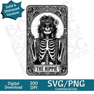 De Hippie Tarot Card SVG PNG, grappig, spiritueel, sublimatie ontwerp, hemels, sarcastisch, download, Tarot Card Svg, lasergravure