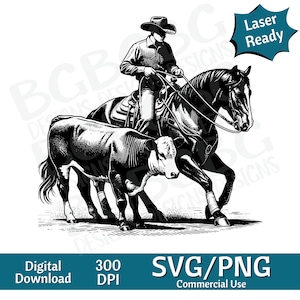 Schneiden von Pferd SVG PNG, Rodeo, Reiten PNG, Vektorgrafik, Cut Print, cnc, digitale Dateien, Clip Art, Scherenschnitt, laserfertiges Design