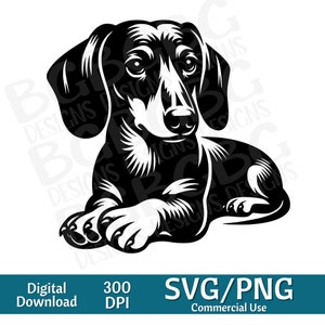 Teckel Weiner hond SVG PNG, gesneden bestand, vectorafbeelding, lasergraveur, CNC, clip art, digitale download