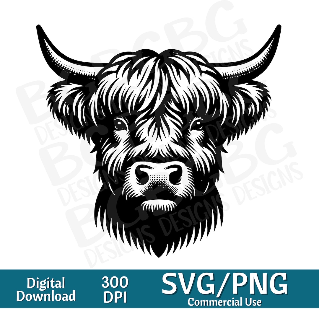 Cute Highland Cow SVG, Cow Svg, Highland Cow Sublimation, Cow Head Svg